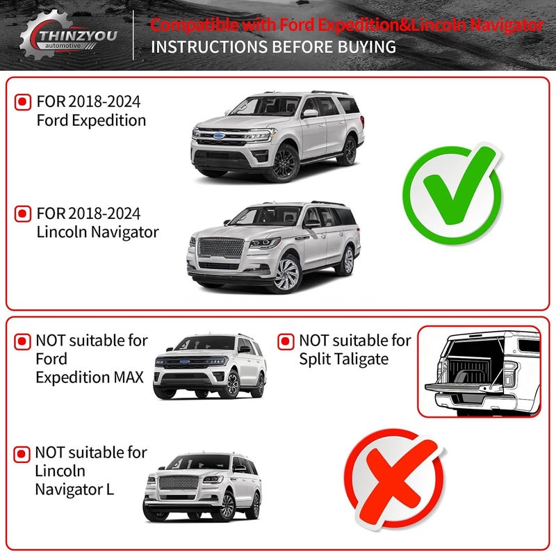 Thinzyou Cargo Mat Compatible with 2018-2024 Ford Expedition Lincoln Navigator (Not for Max or L Models) Cargo Liner Trunk Liner 2023 Expedition 7&8 Seats Accessories (Trunk Mat+Backrest Mats) - Image 3